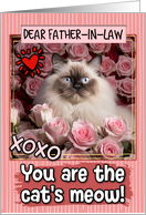 Father in Law Valentine’s Day Himalayan Cat and Roses card