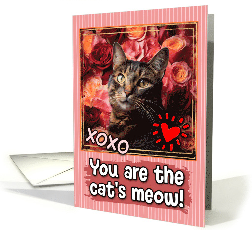 Tortoiseshell Cat and Roses Cat's Meow Valentine's Day card (1809468)