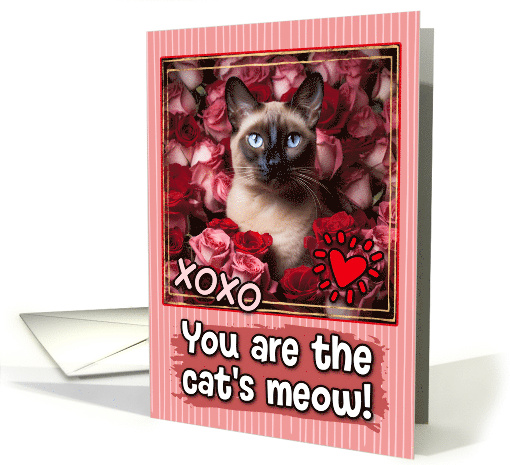 Siamese Cat and Roses Cat's Meow Valentine's Day card (1809502)