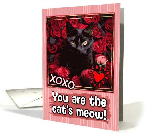 Black Cat and Roses Cat's Meow Valentine's Day card (1809658)