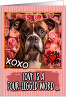 Boxer Dog and Roses Valentine’s Day card