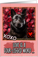 Black Norwegian Elkhound and Roses Valentine’s Day card