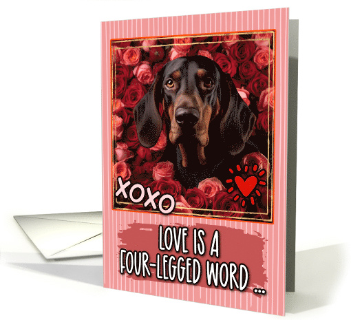 Black and Tan Coonhound and Roses Valentine's Day card (1811706)
