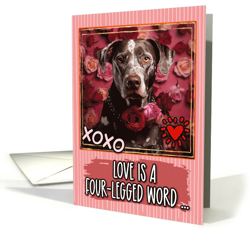Catahoula Leopard Dog and Roses Valentine's Day card (1811860)