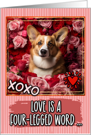 Cardigan Welsh Corgi and Roses Valentine’s Day card