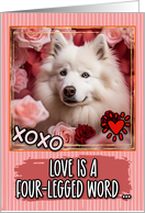 Canadian Eskimo Dog and Roses Valentine’s Day card