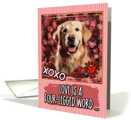Golden Retriever and Roses Valentine's Day card (1812022)