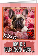 French Bulldog Light and Roses Valentine’s Day card