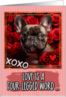 French Bulldog Dark and Roses Valentine’s Day card