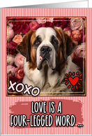 Saint Bernard and Roses Valentine’s Day card
