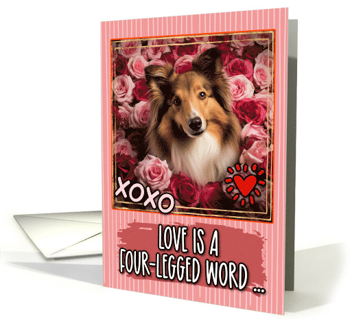 Shetland Sheepdog and Roses Valentine's Day card (1812238)