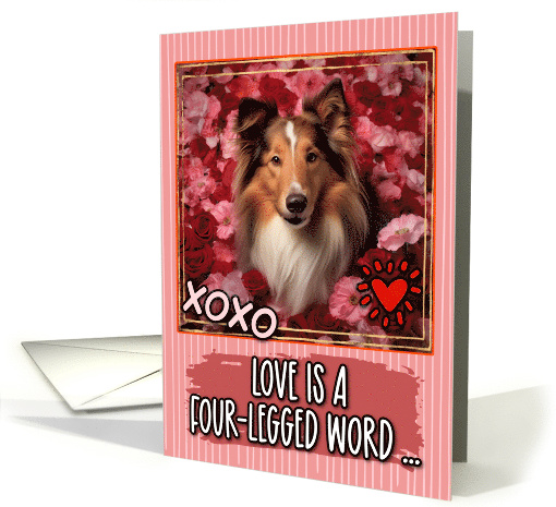 Rough Collie and Roses Valentine's Day card (1812280)