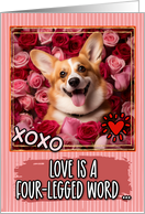 Pembroke Welsh Corgi and Roses Valentine’s Day card