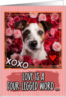 Parson Russell Terrier and Roses Valentine’s Day card