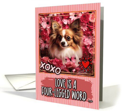 Papillon Dog and Roses Valentine's Day card (1812392)