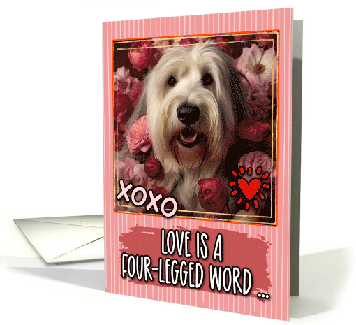 Old english Sheepdog and Roses Valentine's Day card (1812396)
