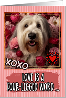 Old english Sheepdog and Roses Valentine’s Day card