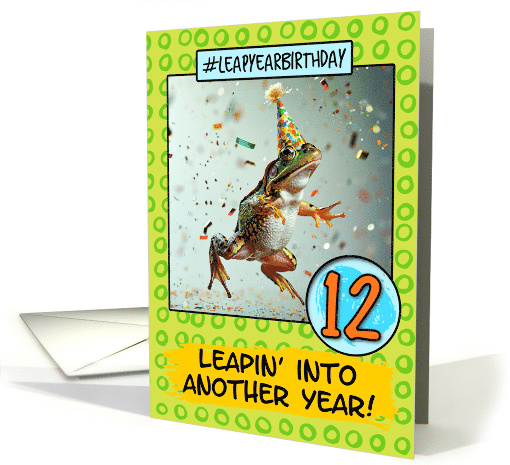 12 Years Old Happy Leap Year Birthday Frog card (1813882)
