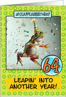 64 Years Old Happy Leap Year Birthday Frog card