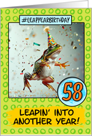 58 Years Old Happy Leap Year Birthday Frog card