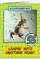 55 Years Old Happy Leap Year Birthday Frog card