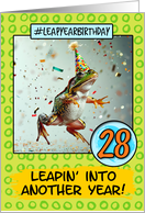 28 Years Old Happy Leap Year Birthday Frog card