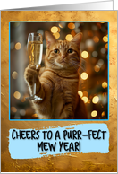 Happy New Year Ginger Cat Champagne Toast card