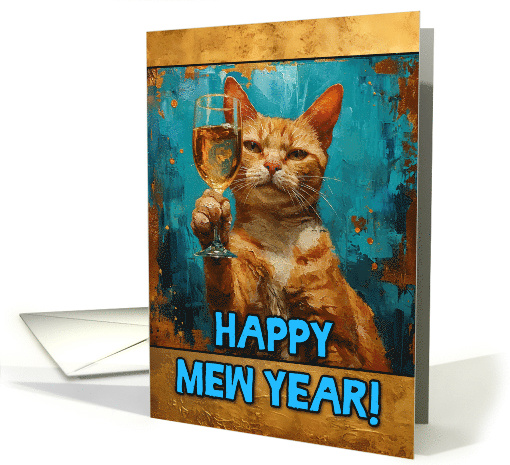 Happy New Year Ginger Cat Champagne Toast card (1815198)