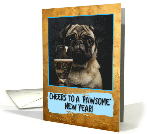 Happy New Year Pug Champagne Toast card (1815206)