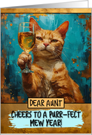 Aunt Happy New Year Ginger Cat Champagne Toast card