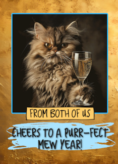 From Couple Happy New Year Persian Cat Champagne Toast