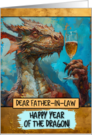 Father in Law Happy Chinese New Year Dragon Champagne Toast card