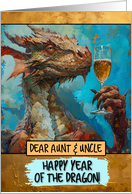 Aunt and Uncle Happy Chinese New Year Dragon Champagne Toast card