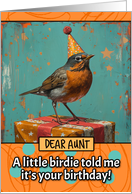 Aunt Little Bird with Present Happy Birthday card