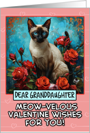 Granddaughter Valentine’s Day Siamese Cat and Roses card