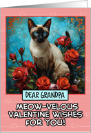 Grandpa Valentine’s Day Siamese Cat and Roses card