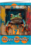 7 Years Old Frog Hoppy Birthday card