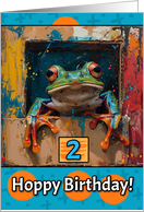 2 Years Old Frog Hoppy Birthday card
