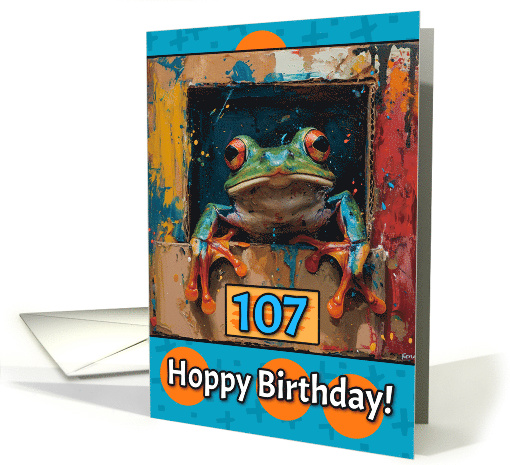 107 Years Old Frog Hoppy Birthday card (1817198)