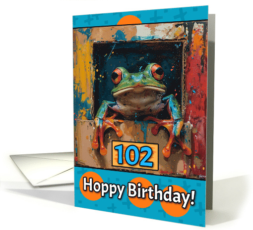 102 Years Old Frog Hoppy Birthday card (1817208)
