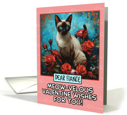 Fiance Valentine's Day Siamese Cat and Roses card (1817390)