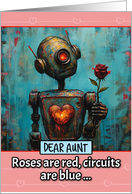 Aunt Valentine’s Day Robot with Rose card