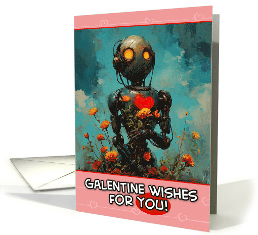 Galentine's Day Robot with Flowers card (1817774)