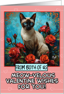 From Couple Valentine’s Day Siamese Cat and Roses card