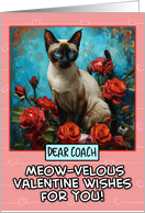 Coach Valentine’s Day Siamese Cat and Roses card