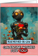 Mother in Law Galentine’s Day Robot with Flowers card