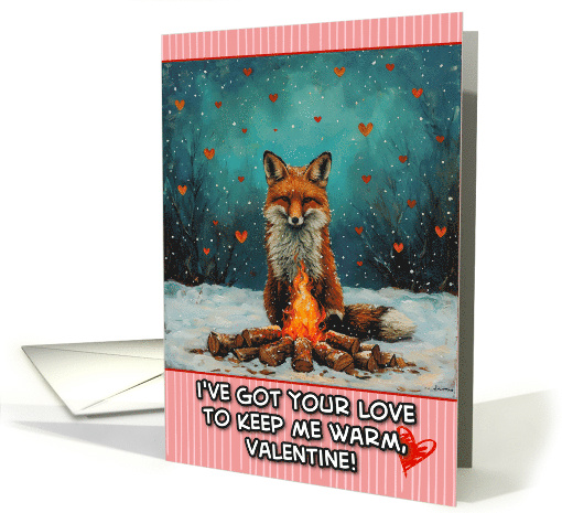 Valentine's Day Fox with Campfire card (1819608)