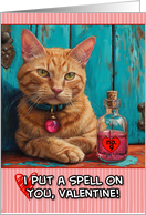 Valentine’s Day Ginger Cat with Love Potion card