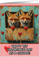 First Valentine’s Day as Couple Foxes card