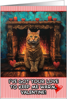 Valentine’s Day Ginger Cat Fireplace card